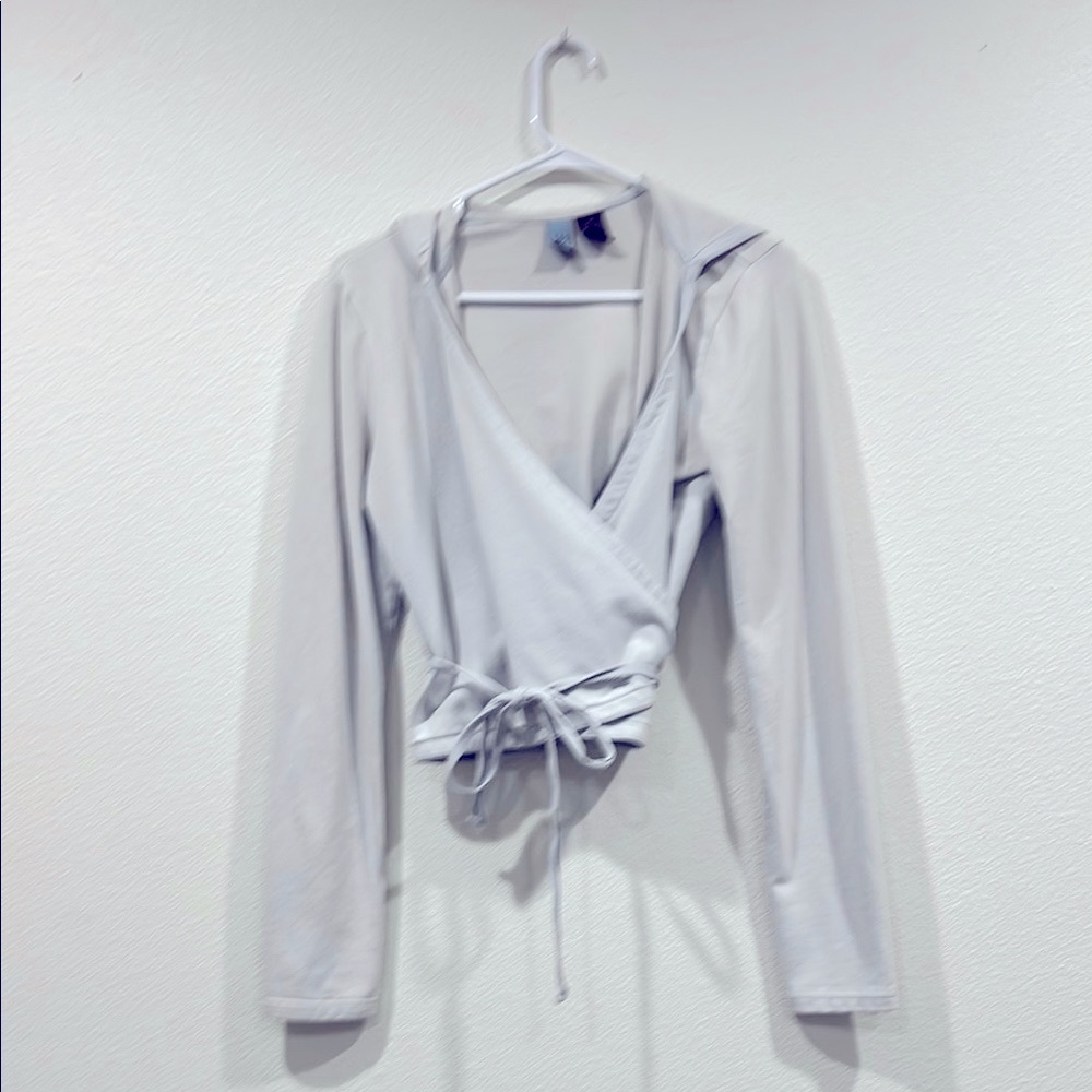 Gray Wrap Hooded Top